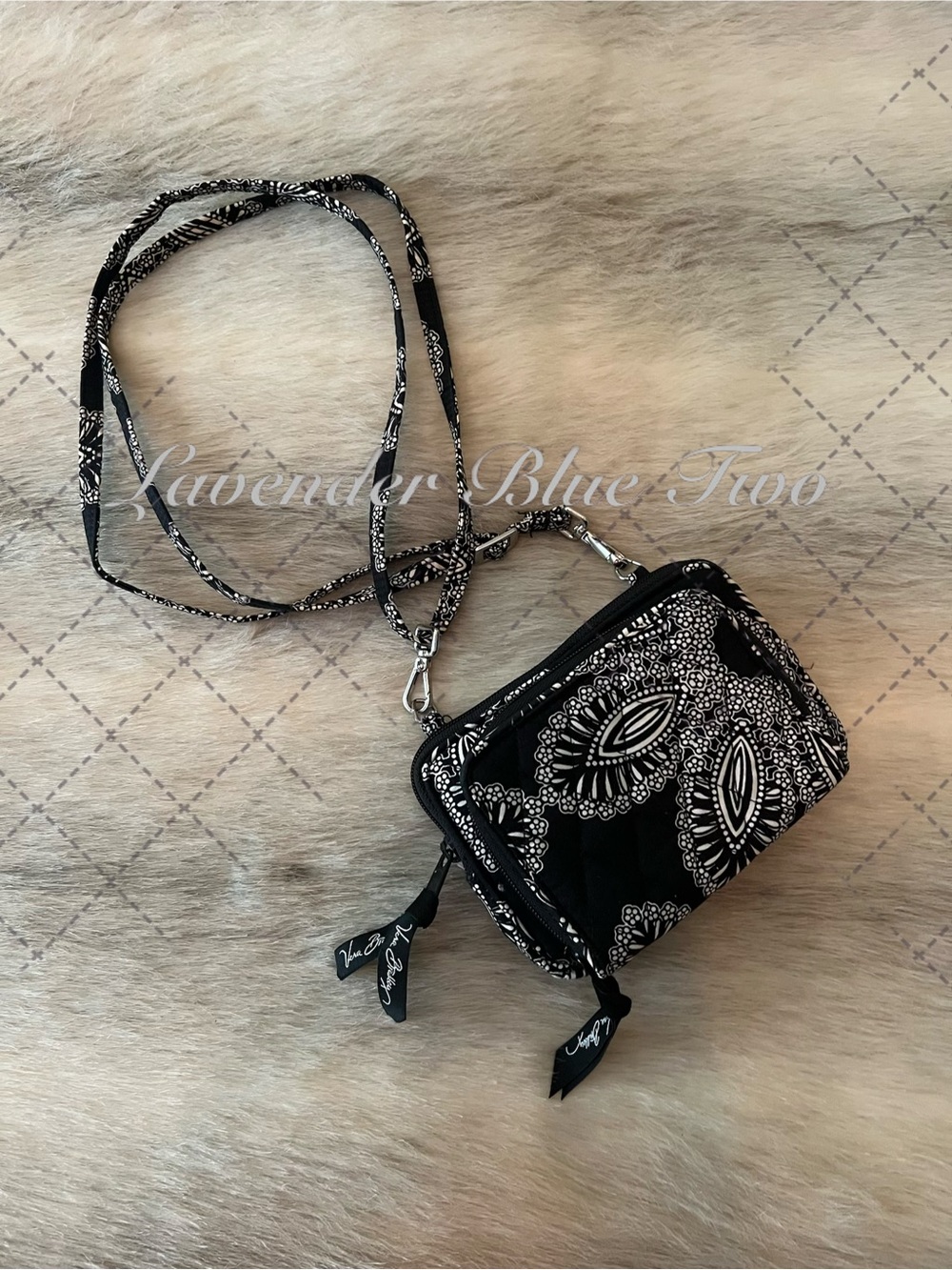 VERA BRADLEY Stellar Paisley 3-in-1 Convertible Wallet Crossbody Bag Black White